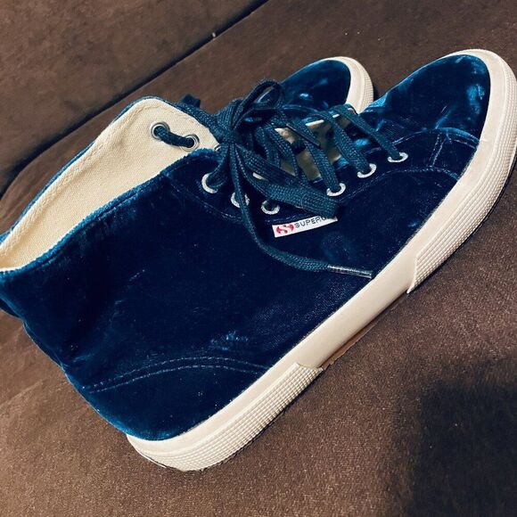 Rare Blue Velvet Dahlia Superga high tops womens 39.5 EUR 8.5 US, 7 US Mens - Picture 5 of 7